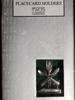 [TWO'S COMPANY] Silverplated Placecard Holders Crossed Fork Spoon Knife (4pc)